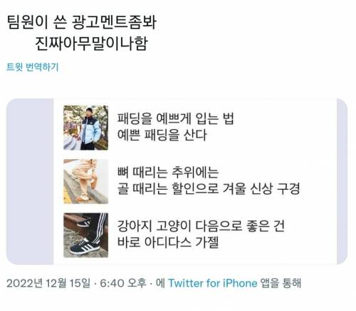 팀원이 쓴 광고 멘트