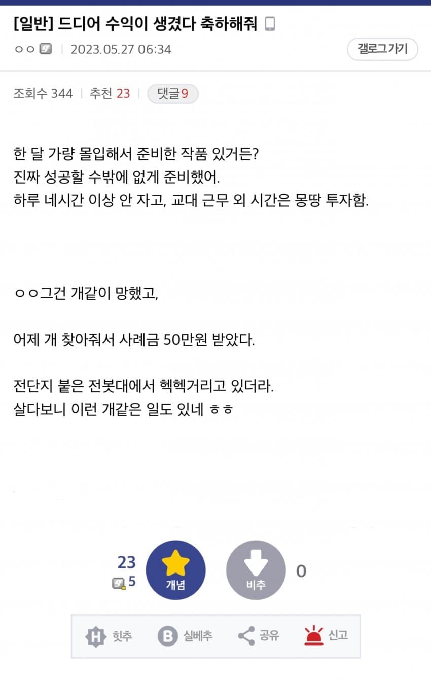 수익이 생긴 웹소설 작가