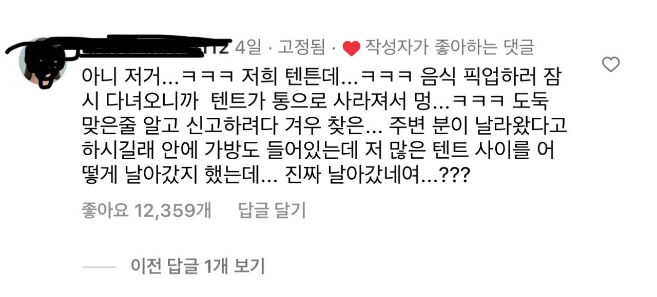 한강 공원에서 목격한 춤추는 텐트