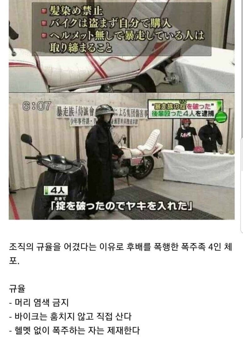 후배 폭행한 폭주족 일당 체포