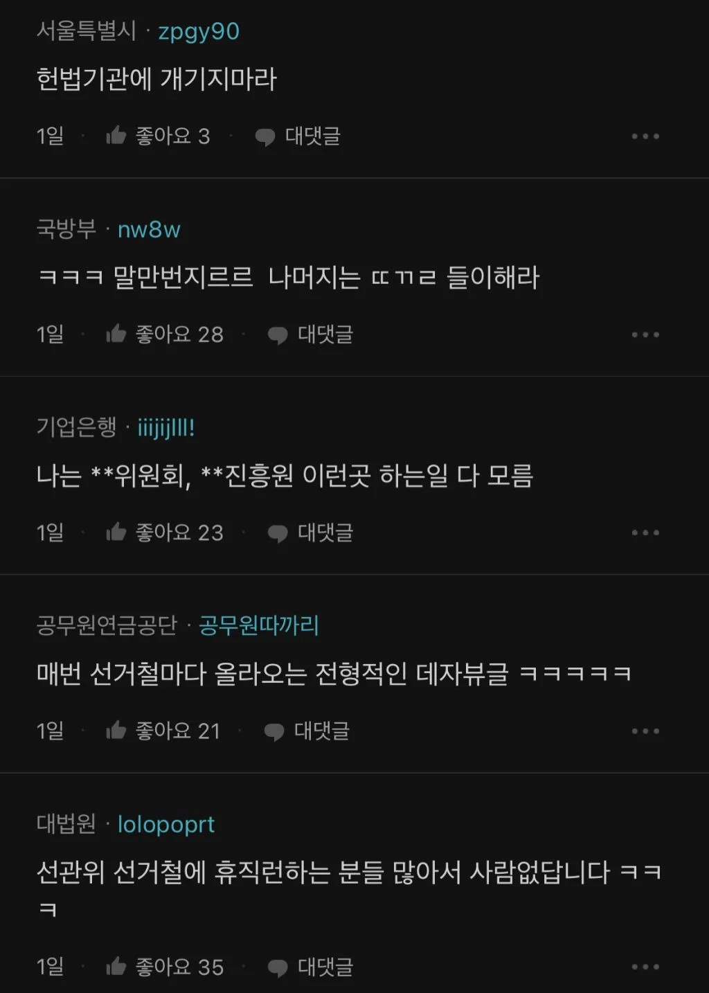 선관위에 개빡친 공무원들.blind