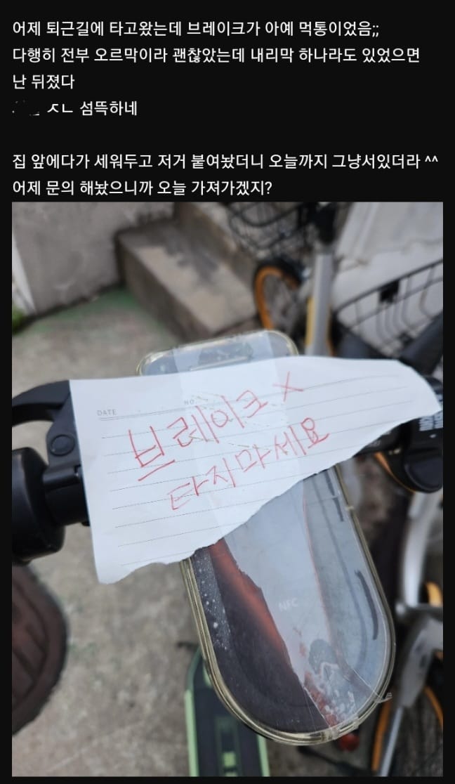 공유스쿠터 조심해라 얘들아