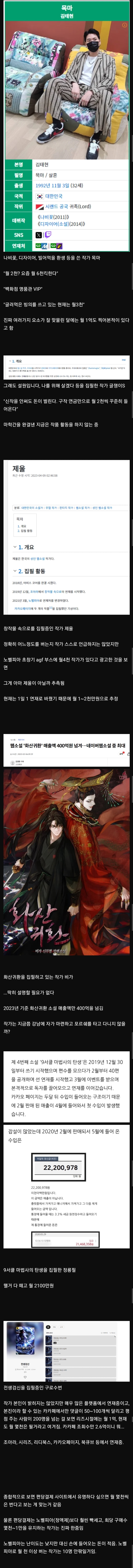 성공한 웹소설 작가들의 수입