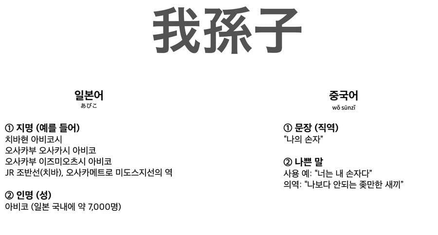 中,日 한자 사용법이 달라 일어난 대참사.漢字