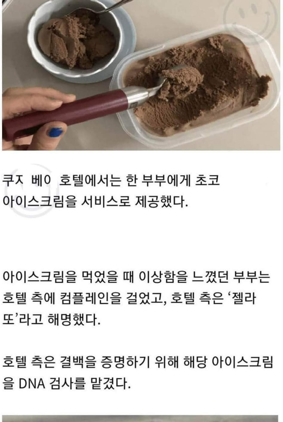 어느 호주 호텔에서 제공한 문제의 아이스크림 “호주식 젤라또“