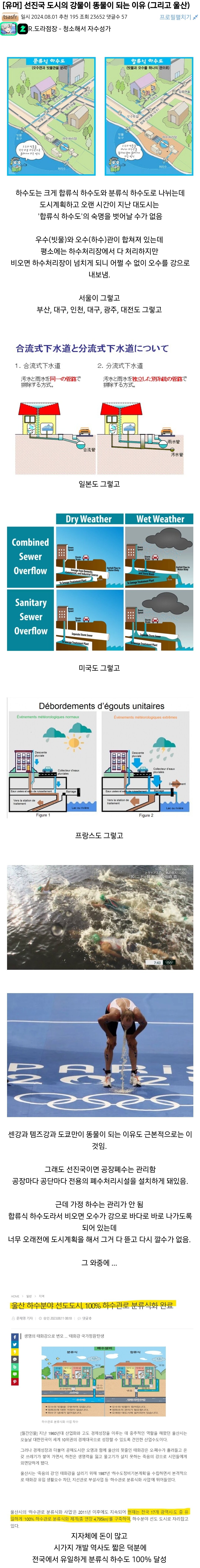 비가 많이 오면 선진국 도시의 강물이 똥물이 되는 이유