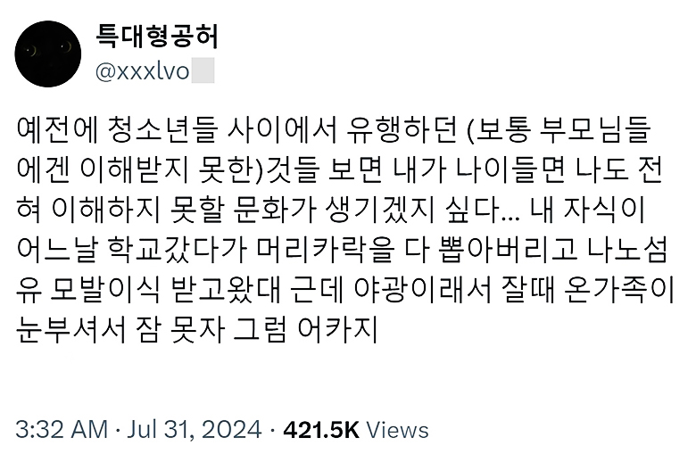 내가 나이들면 나도 전혀 이해하지 못할 문화가 생기겠지 싶…