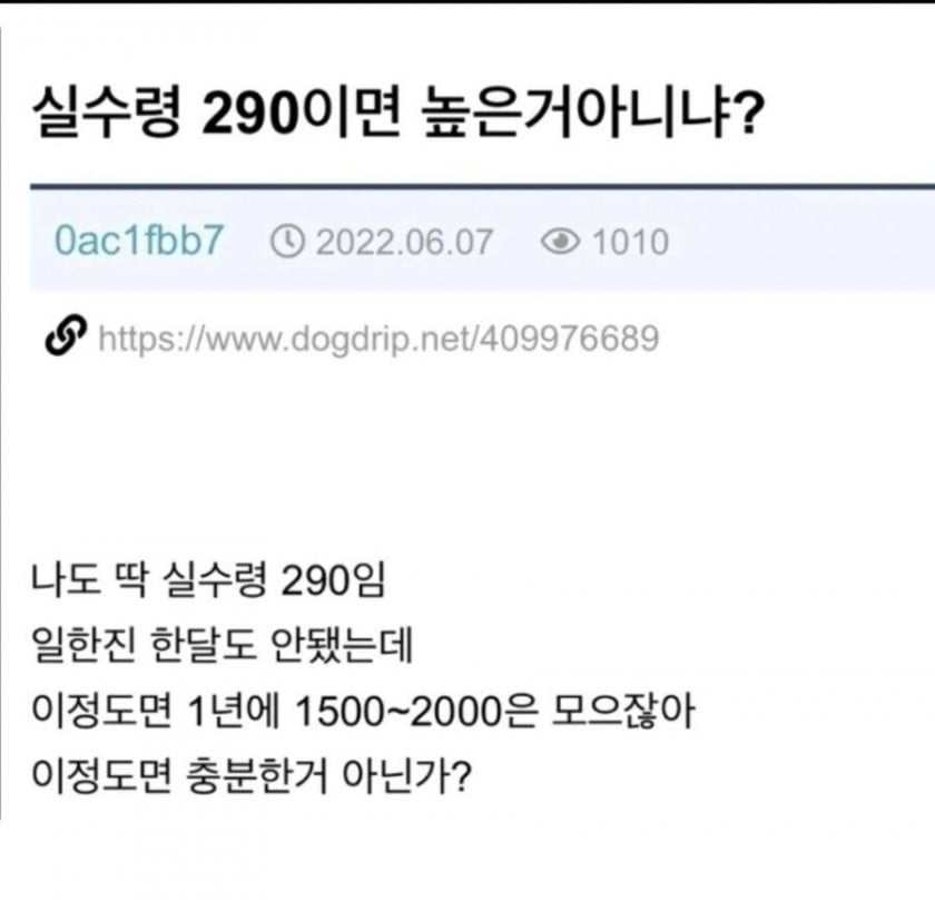 실수령 290이면 많은거 아녀?