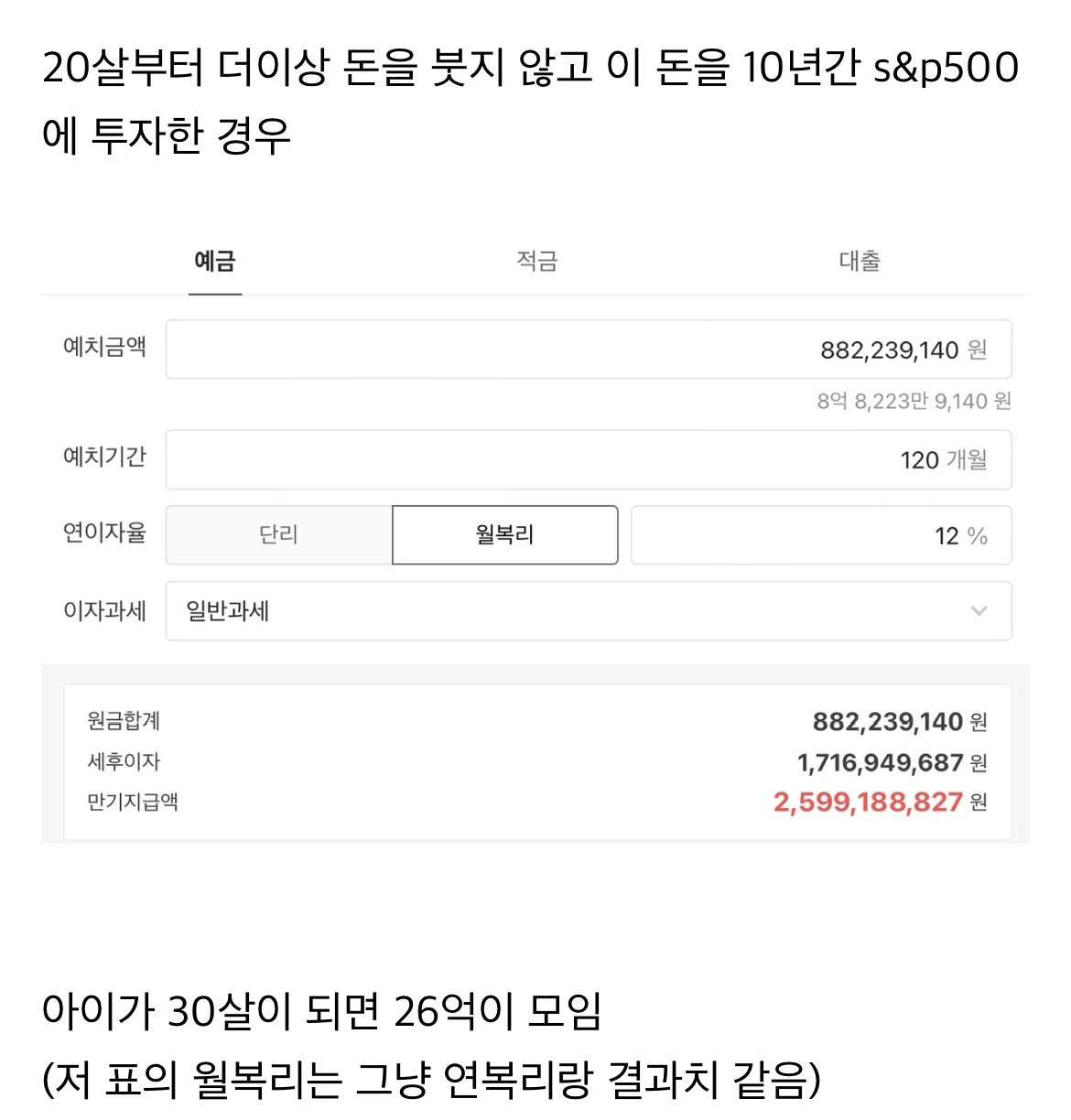 아이 사교육비 매월 100만원을 안쓰고 모을 경우