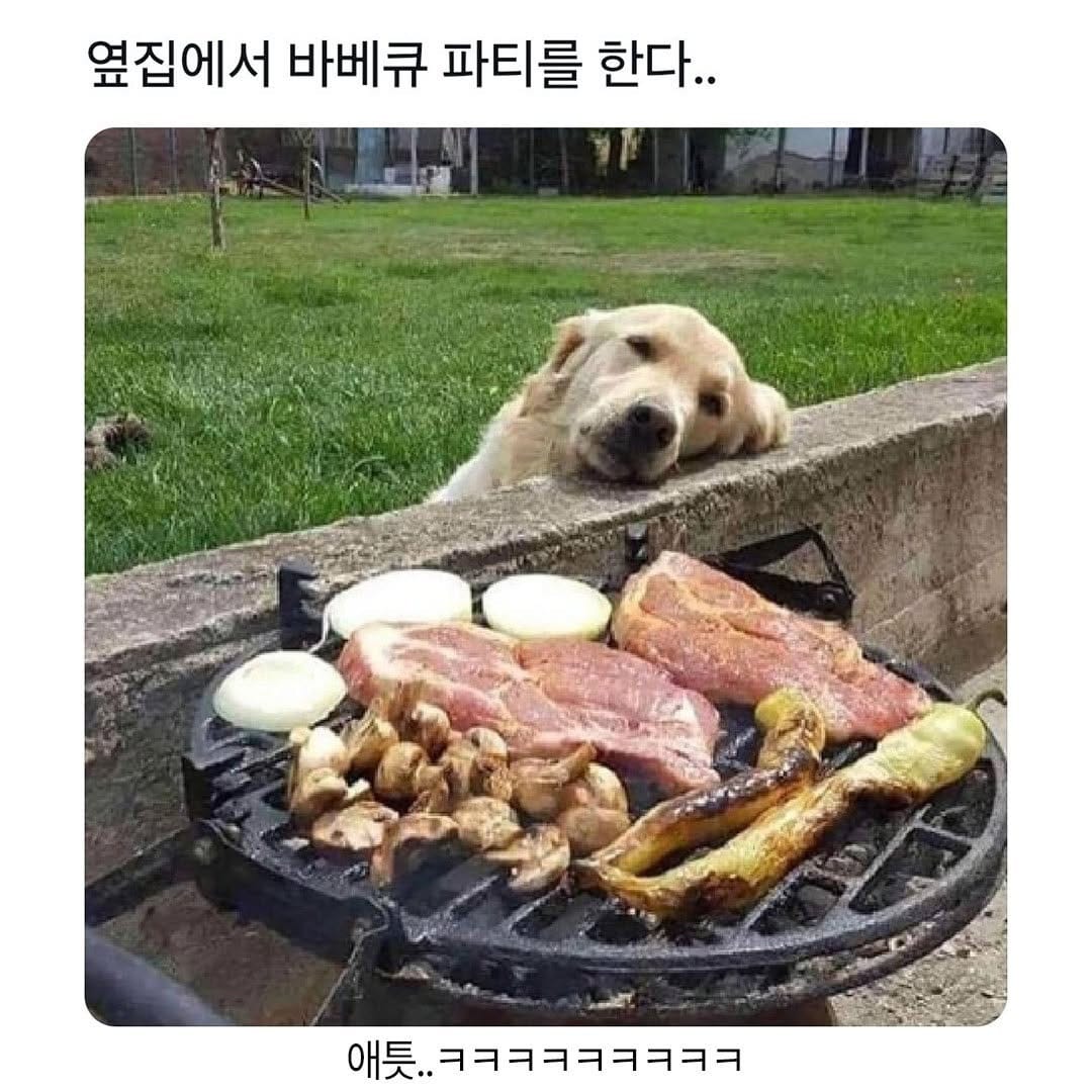 옆집에서 바베큐 파티를 한다..