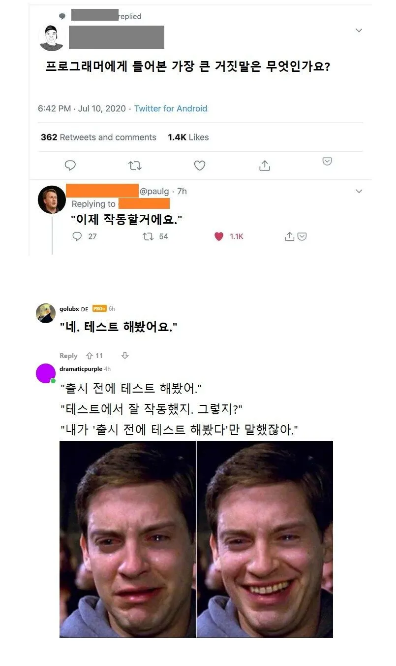 프로그래머  출시 전에 테스트 해봤어