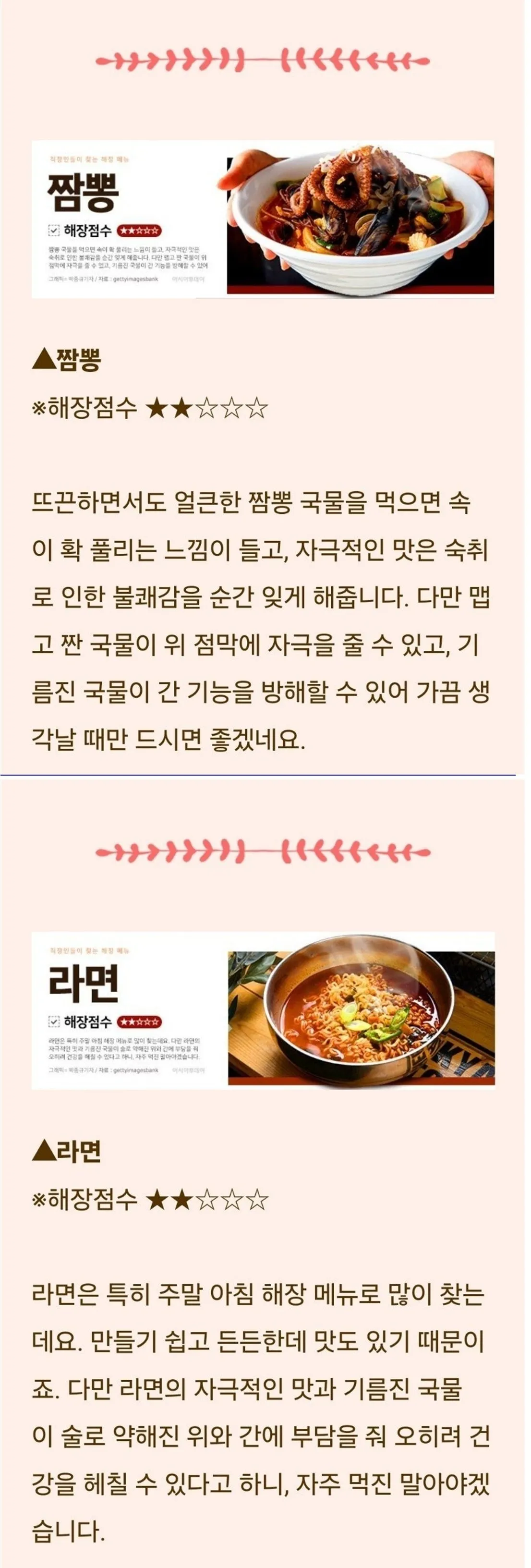 직장인이 픽한 해장 메뉴