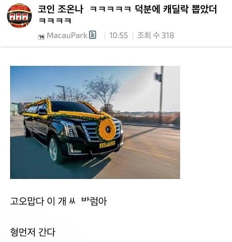 코인으로 캐딜락 뽑음